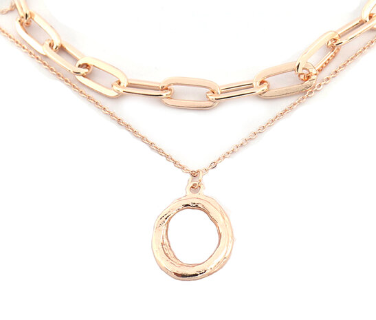 Ketting dubble chain- Rose Goud