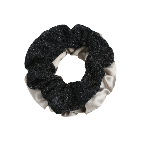 Scrunchie set glitter - Grijs/zwart