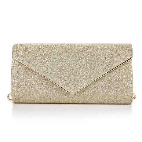 Gala tasje/clutch glitter glam - Goud