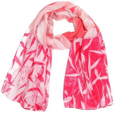 Scarf summer leaves - Pink