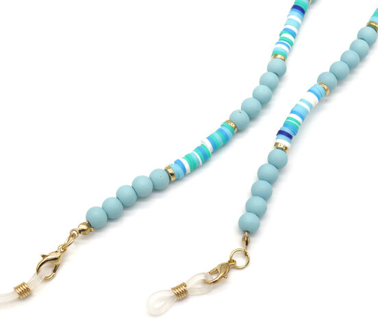 Brillenkoord beads - Blauw