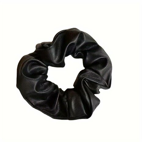 Scrunchie lederlook - Zwart