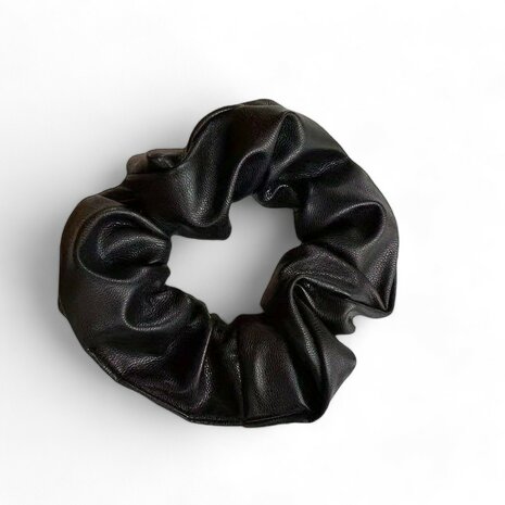 Scrunchie lederlook - Zwart