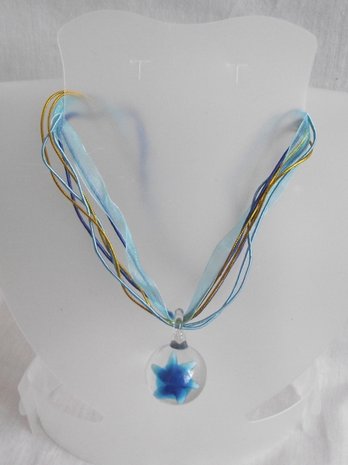 Ketting met glashanger (blauw)