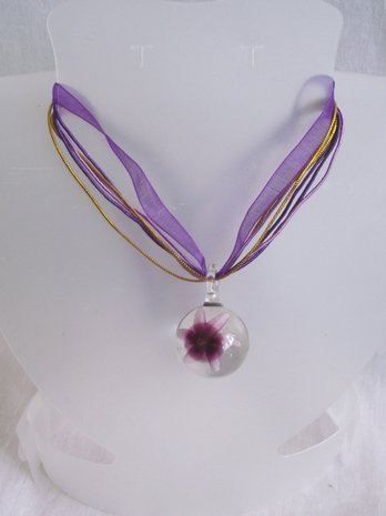 Ketting met glashanger (paars)