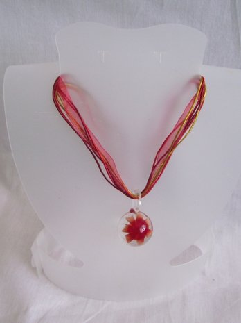 Ketting met glashanger (rood)