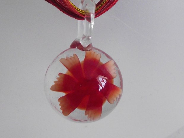 Ketting met glashanger (rood)