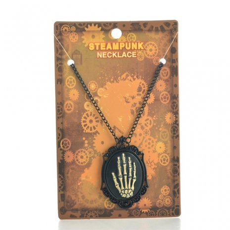 Steampunk ketting skelet hand