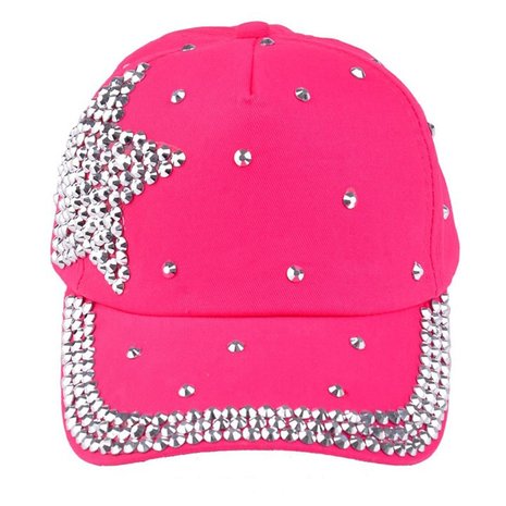 Cap / pet hard roze / zilveren studs