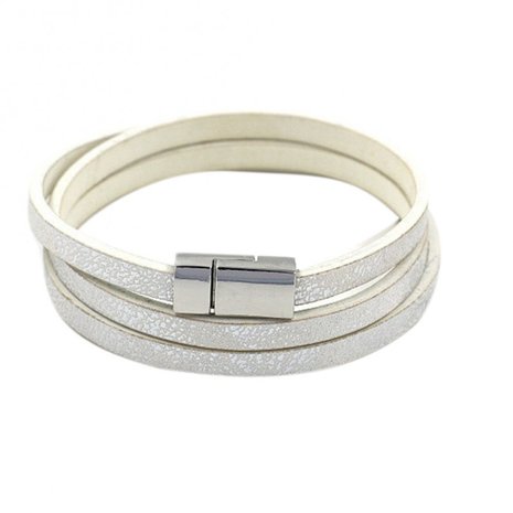 Wikkel armband met magneetsluiting - Wit glans 