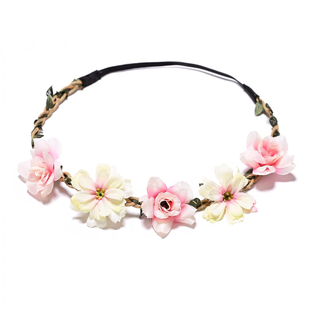 Bloemen haarband - roze - Bijoux for