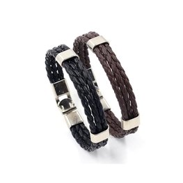 Leren heren armband - Zwart