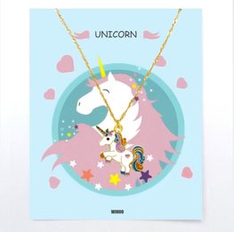 Eenhoorn/unicorn ketting met gift card - Gekleurd