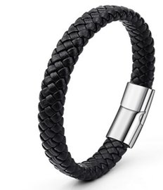 Gevlochten heren armband - Zwart