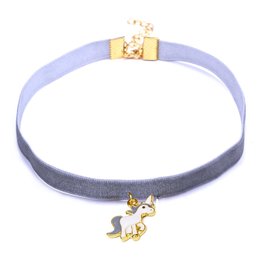 Kinder choker eenhoorn/unicorn - Grijs