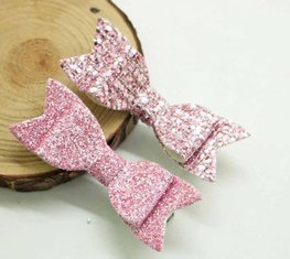 Haarclipjes glitter strik - Roze