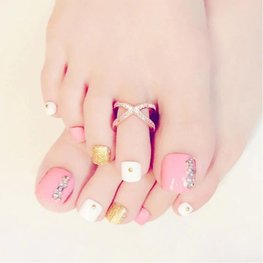 Nep teen nagels - Roze/Goud