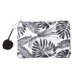 Toilet/make-up tas Leaves - zwart/wit