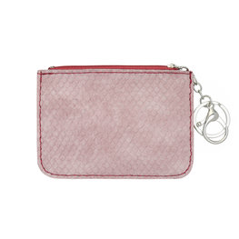 Mini portemonnee snake skin met sleutelring - Roze rood