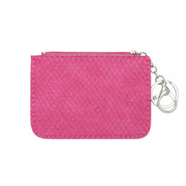 Mini portemonnee snake skin met sleutelring - Roze