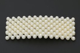 Langwerpige parel speld Creme/zilver