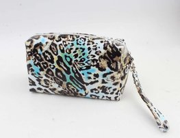 Toilet/make-up tas - Turquoise luipaard