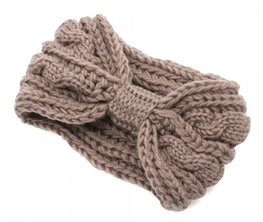 Knitted bow headband - Taupe