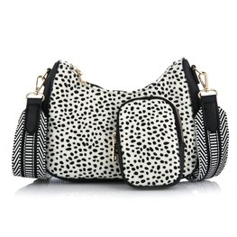 Schoudertas met coin purse Cheetah - Zwart/wit