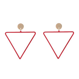 Oorbellen triangle - Rood/Zilver