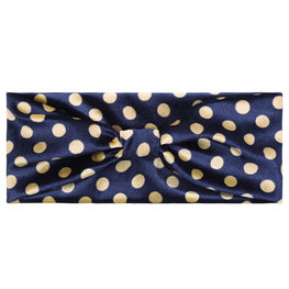 Velvet haarband dots - Blauw/goud