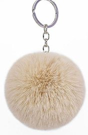 Sleutel/tas hanger met pluizenbol - Creme
