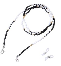 Brillenkoordje beads - Zwart/wit