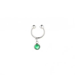 Earcuff strass - Zilver/Groen