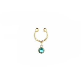 Earcuff strass - Goud/Blauw