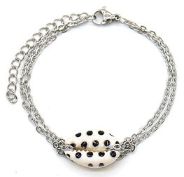 Armband schakel schelp stip - Zilver