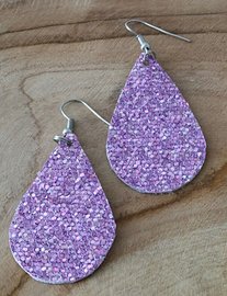 Oorbellen ovaal glitter - Paars