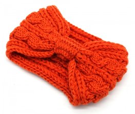 Knitted bow headband - Oranje