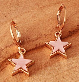 Oorbellen pink star