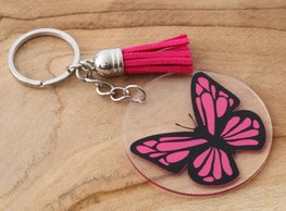 Sleutel/tas hanger vlinder - Roze