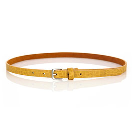 Smalle riem croco - Geel / 90 CM