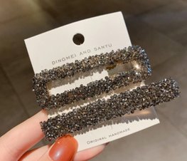 Set haarspeldjes strass- Donker grijs