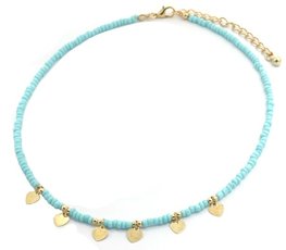 Ketting glass beads hearts - Blauw