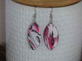 Handmade ovalen oorbellen - Multi mix pink
