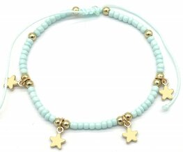 Armbandje golden stars - Blauw