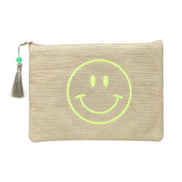 Make-up/Toilet tas smiley - Geel