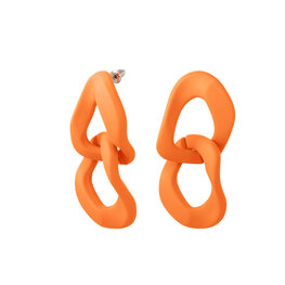Oorbellen acryl  big chain - Oranje