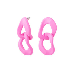 Oorbellen acryl  big chain - Pink