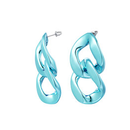 Oorbellen acryl big chain - metallic blauw