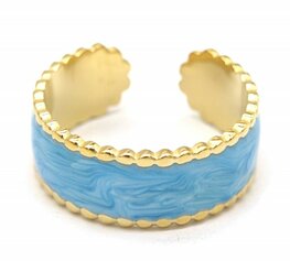 Ring colored - Goud/Blauw