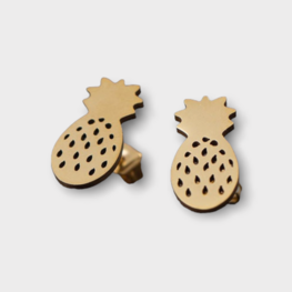 Stainless steel oorknopjes ananas - Goud